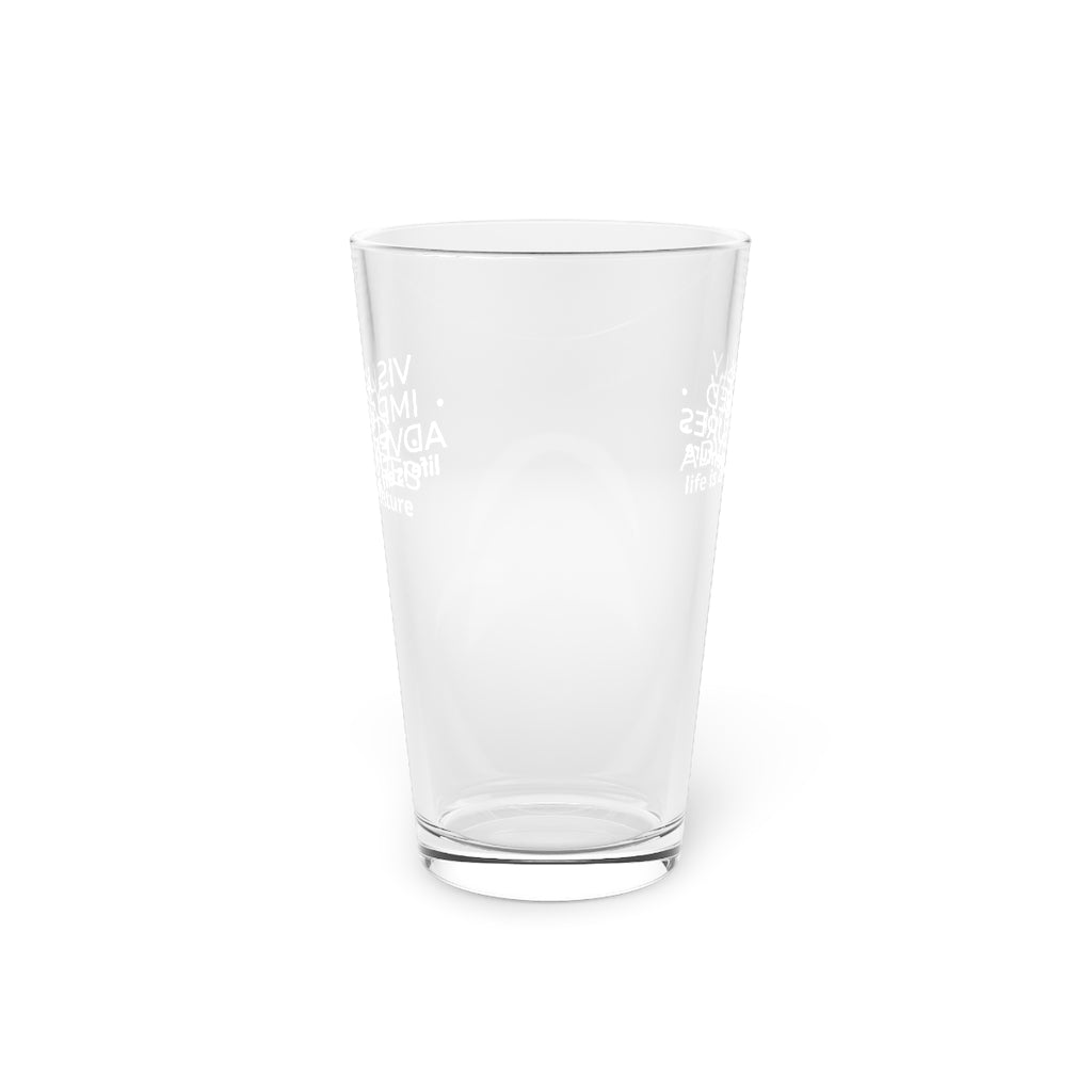 Pint Glass, 16oz - visually impaired adventures logo