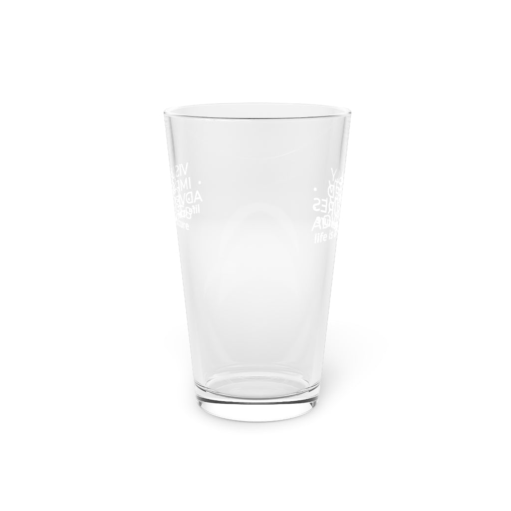 Pint Glass, 16oz - visually impaired adventures logo