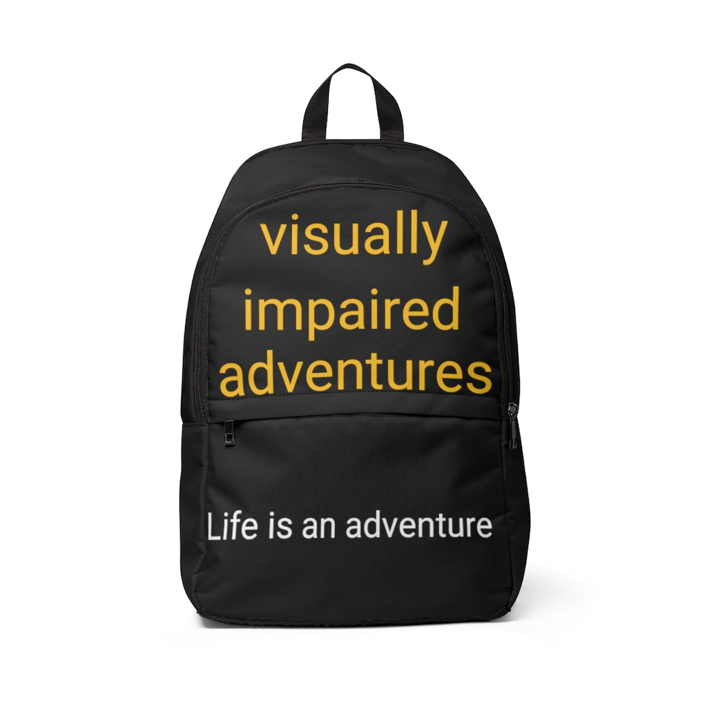 Unisex Fabric Backpack - visually impaired adventures (black, medium)