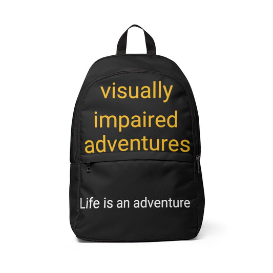 Unisex Fabric Backpack - visually impaired adventures (black, medium)