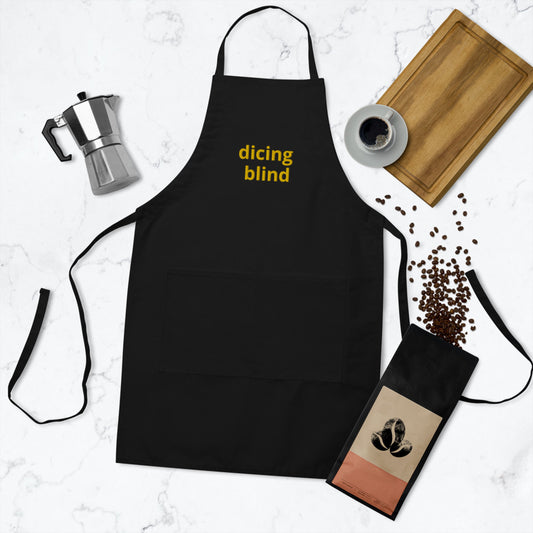 Embroidered Apron - dicing blind