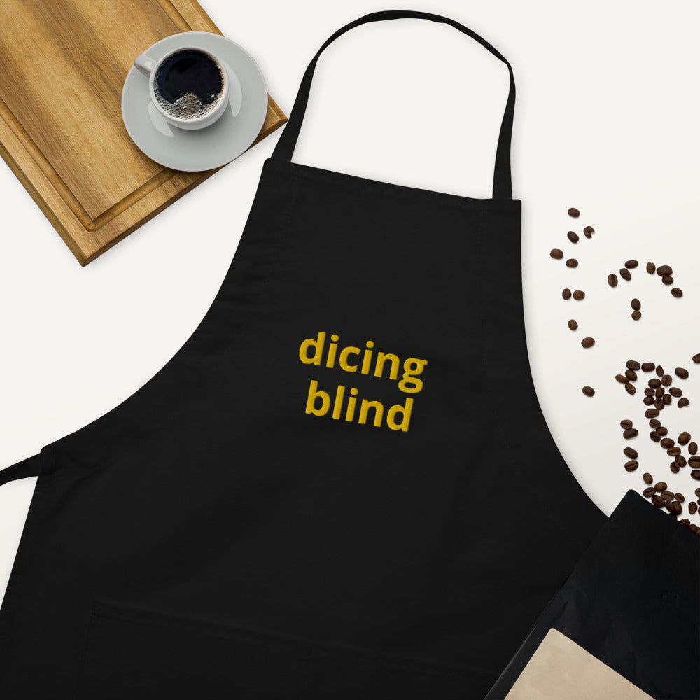 Embroidered Apron - dicing blind